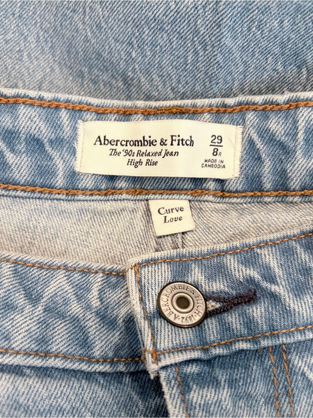 Abercrombie 90s Relaxed Jeans High Rise Curvy Cuff Coastal Cowgirl 29/8 Y2K - Picture 2 of 11